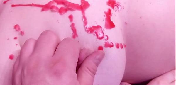  Pale Redhead Big Boobs Wax Play Nipple Squeeze BDSM Session